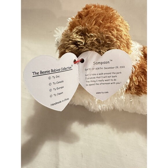 VNTG Ty Beanie Baby “SAMPSON” the Puppy Dog – Dec. 29, 2001- With Tags - Picture 4 of 8